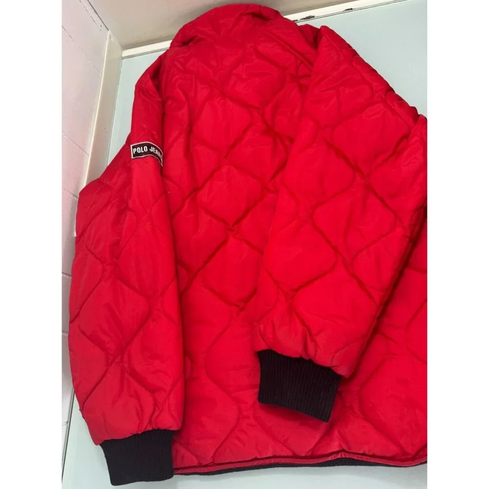 Vintage Polo Jeans Ralph Lauren Quilted Jacket Mens L Fleece Lined Full Zip Y2K - Picture 10 of 13